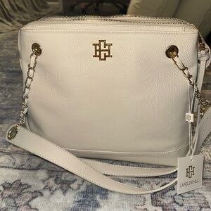 Caroline Hill Cream Tote Bag with Gold Accents